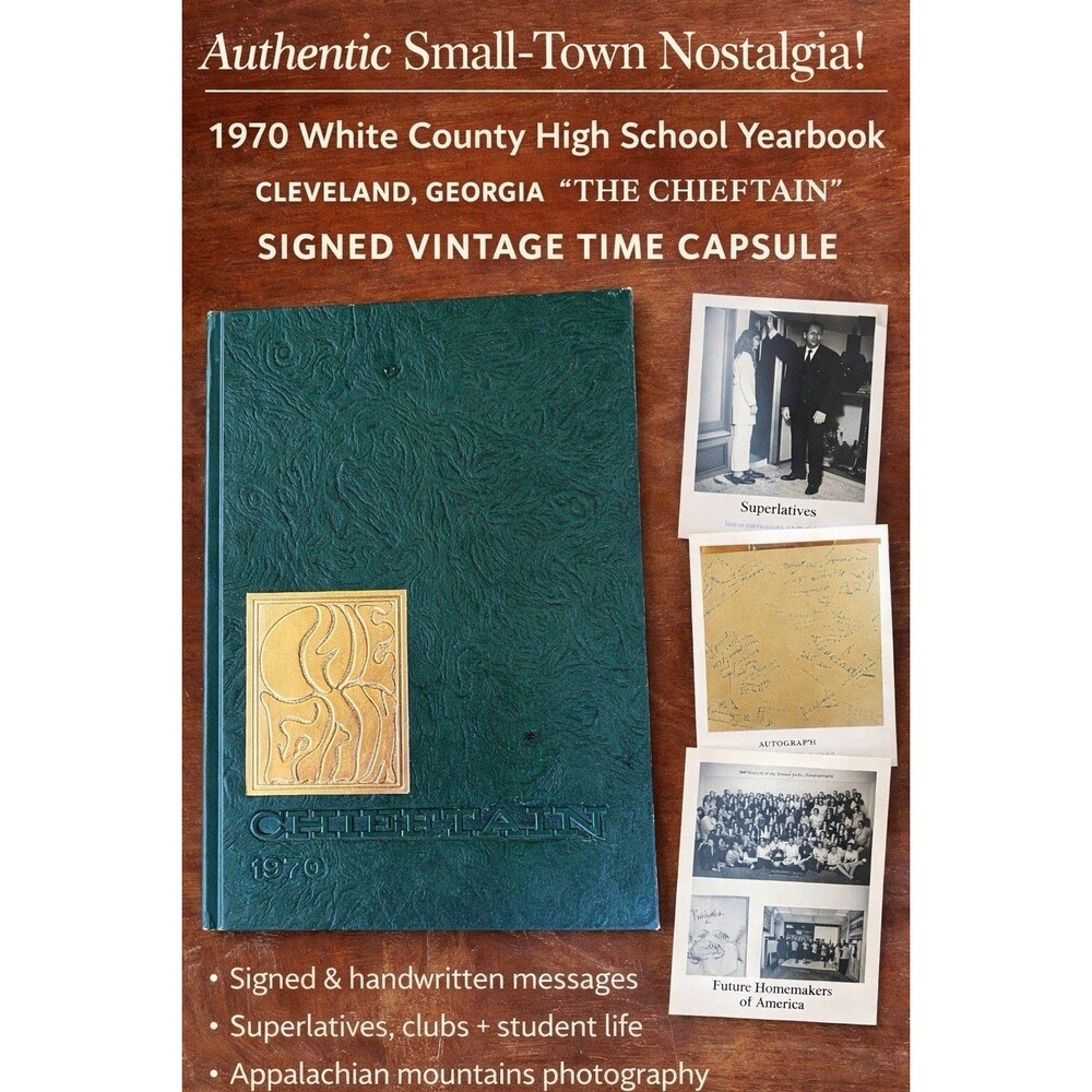 1970 White County High School Yearbook Cleveland GA The Chieftain Signed Vintage